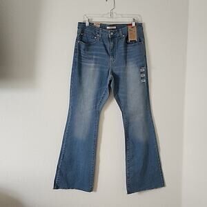 LEVI'S 726 High Rise Flare Jeans Size 33 / Size 16 Medium Light Blue Denim